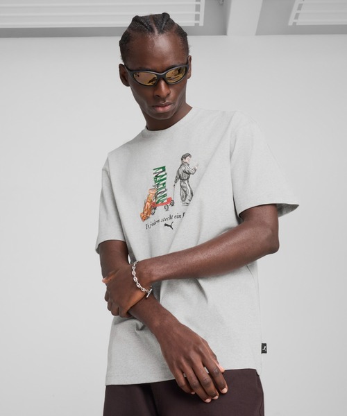 

Мужская футболка PUMA с графическим принтом, светло-серый