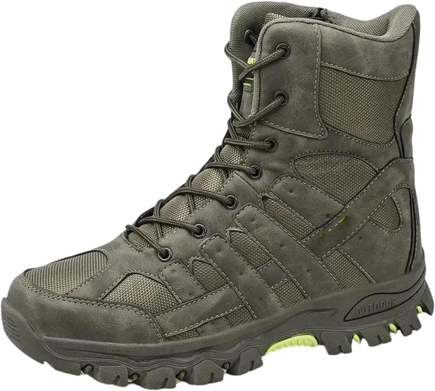 

Мужские тактические пустынные боевые ботинки Alloaone, противоскользящие, с шнуровкой, для походов на открытом воздухе, рабочей безопасности, удобная посадка, Army En8