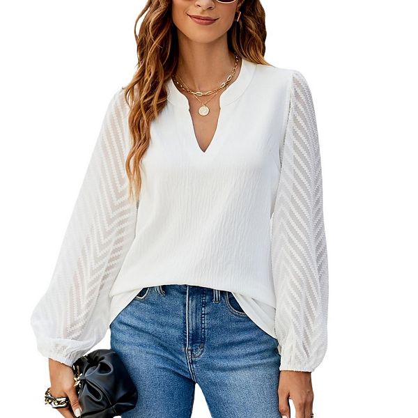 

Блузка женская офисная с кружевом и плиссировкой Boddysize, White