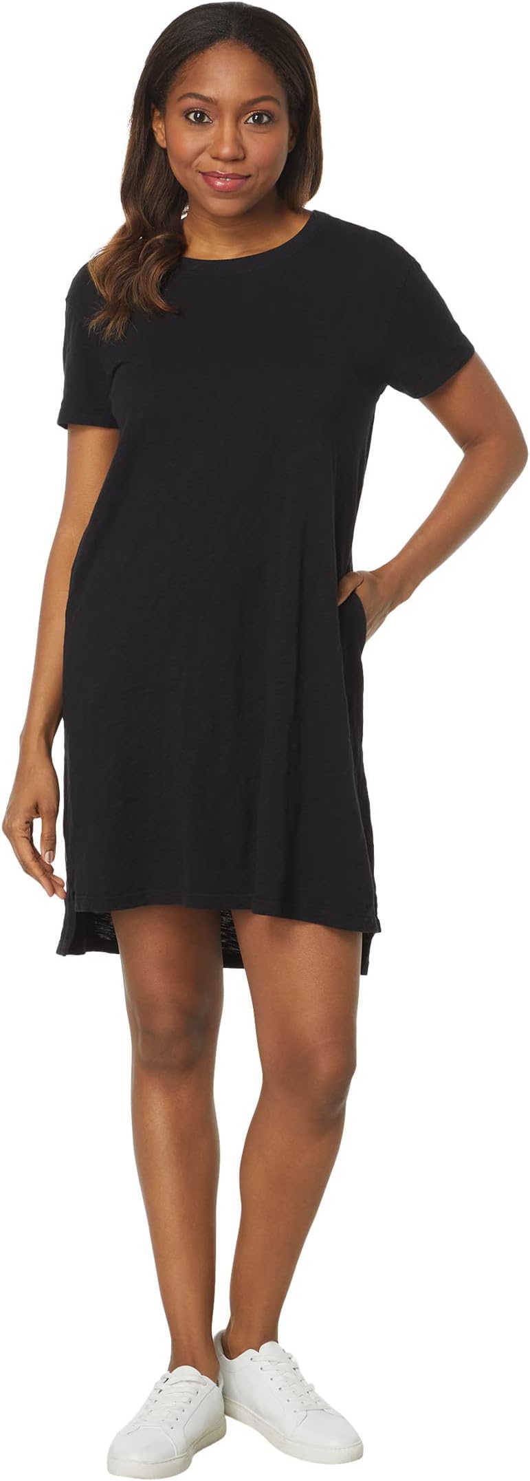 

Платье Mod-o-doc Slub Jersey Short Sleeve Open Crew T-Shirt Dress, черный