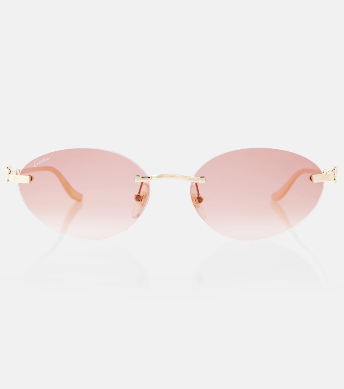 

Картье Пантер овальные солнцезащитные очки Cartier Eyewear Collection, Gold-Gold-Red