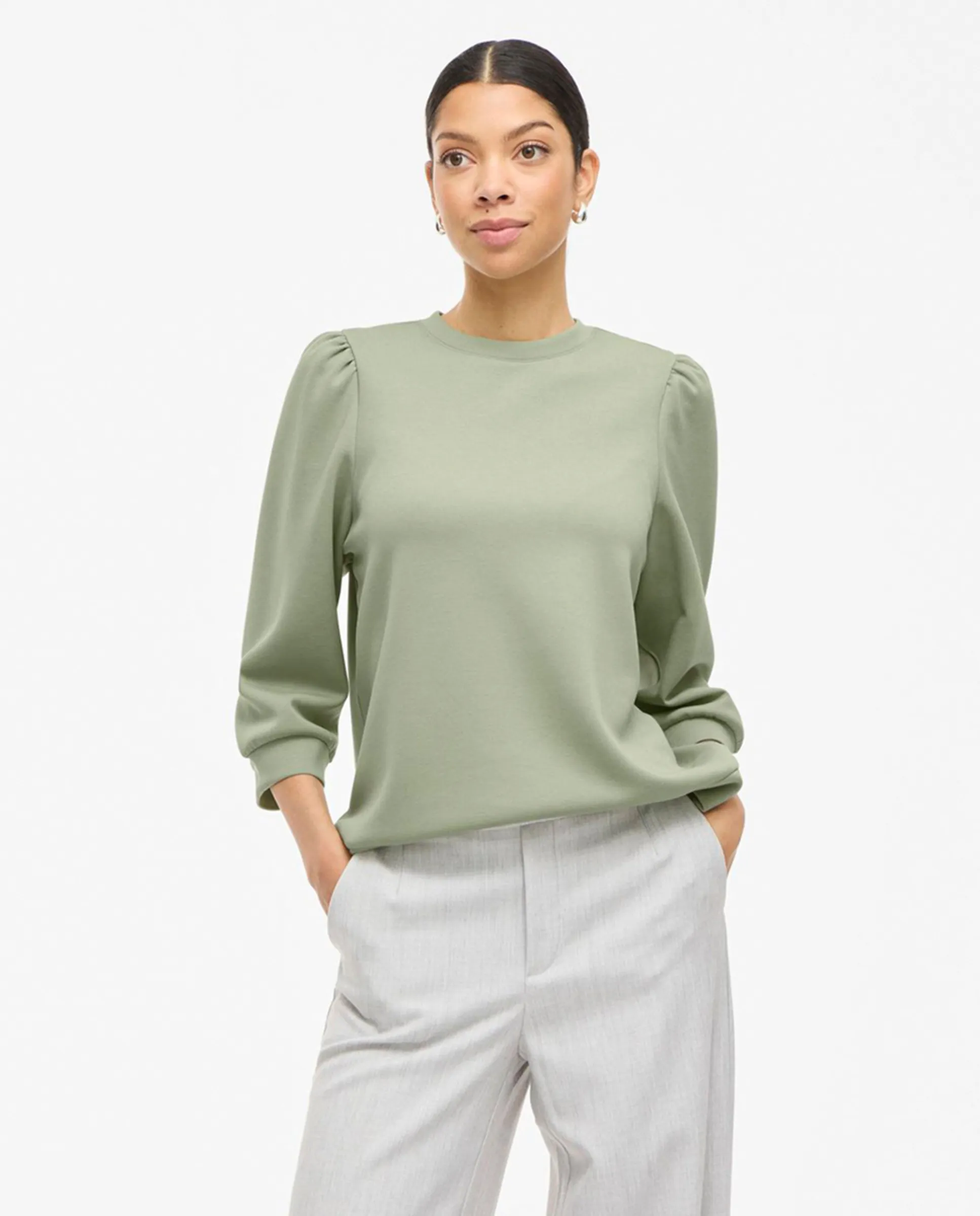 

Женская толстовка с круглым вырезом и длинными рукавами Vila, желто-зеленый