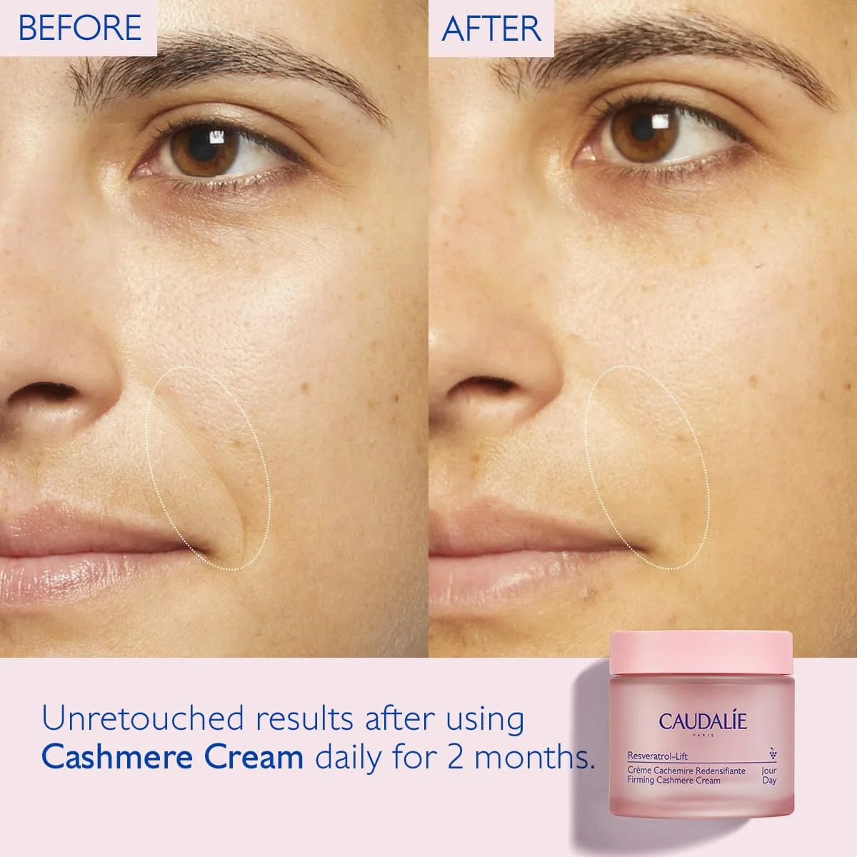Укрепляющий кашемировый крем Caudalie Resveratrol-Lift с ретинолом и сменным картриджем - 50 мл крема и 50 мл сменного картриджа — фото 2