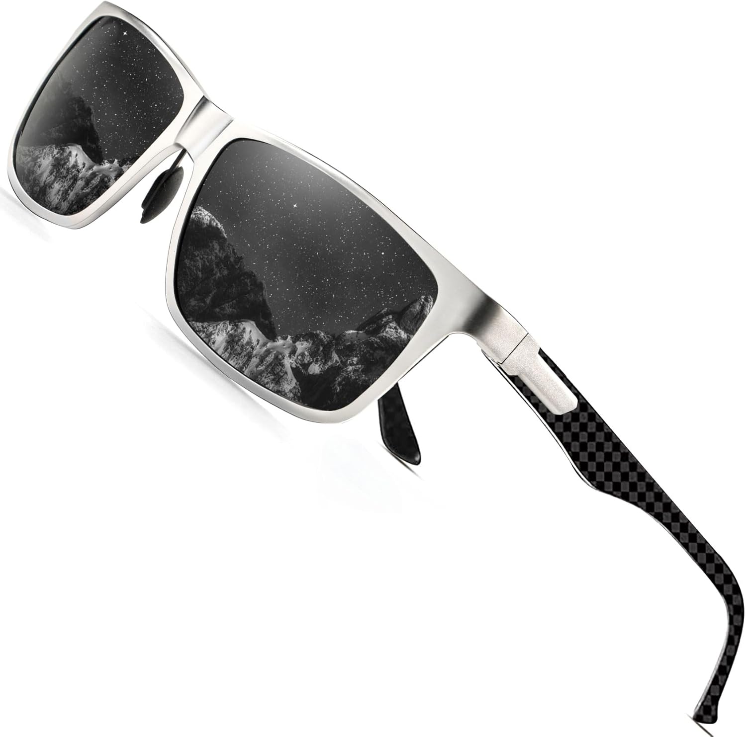 

Поляризованные солнцезащитные очки ANYLUV для мужчин, прямоугольная классическая оправа из алюминия и магния, солнцезащитные очки для мужчин с защитой от УФ-излучения, A03 Silver/Black