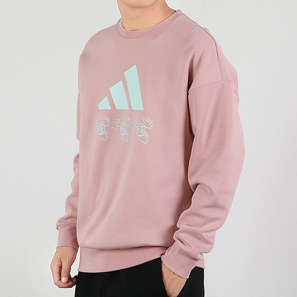 Толстовка adidas Sports Round Neck Long Sleeves Pullover Pink Red, красный — фото 4