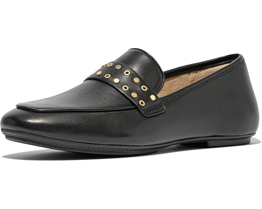 

Туфли на плоской подошве FitFlop Delicato Stud-And-Eyelet Soft Leather Loafers, черный