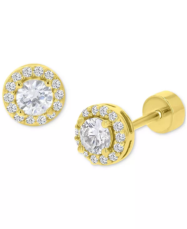 

Серьги-Гвоздики с завинчивающейся застежкой и кубическим цирконием из стерлингового серебра с позолотой 14 карат Macy'S, gold