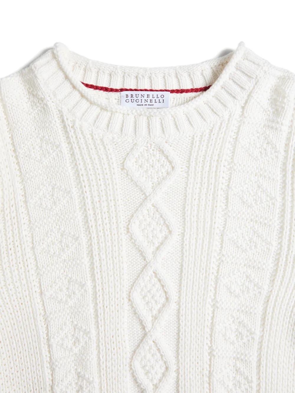 Свитер фактурной вязки Brunello Cucinelli Kids, белый — фото 3