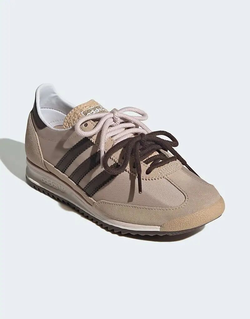 Кроссовки Adidas Originals SL 72 OG с двойной шнуровкой бежевого и темно-коричневого цветов