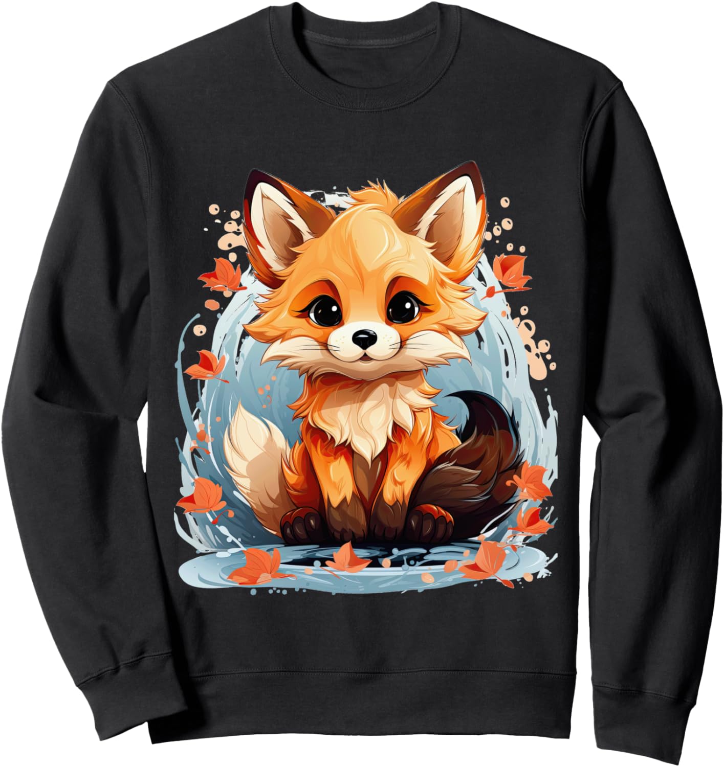 

Милая лисичка, японское аниме, каваи, отаку, большие глаза, толстовка Japanese Cute Animal Design, черный