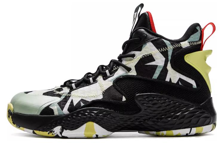 

QIAODAN Амортизирующие нескользящие износостойкие высокие баскетбольные кроссовки мужские Black Green