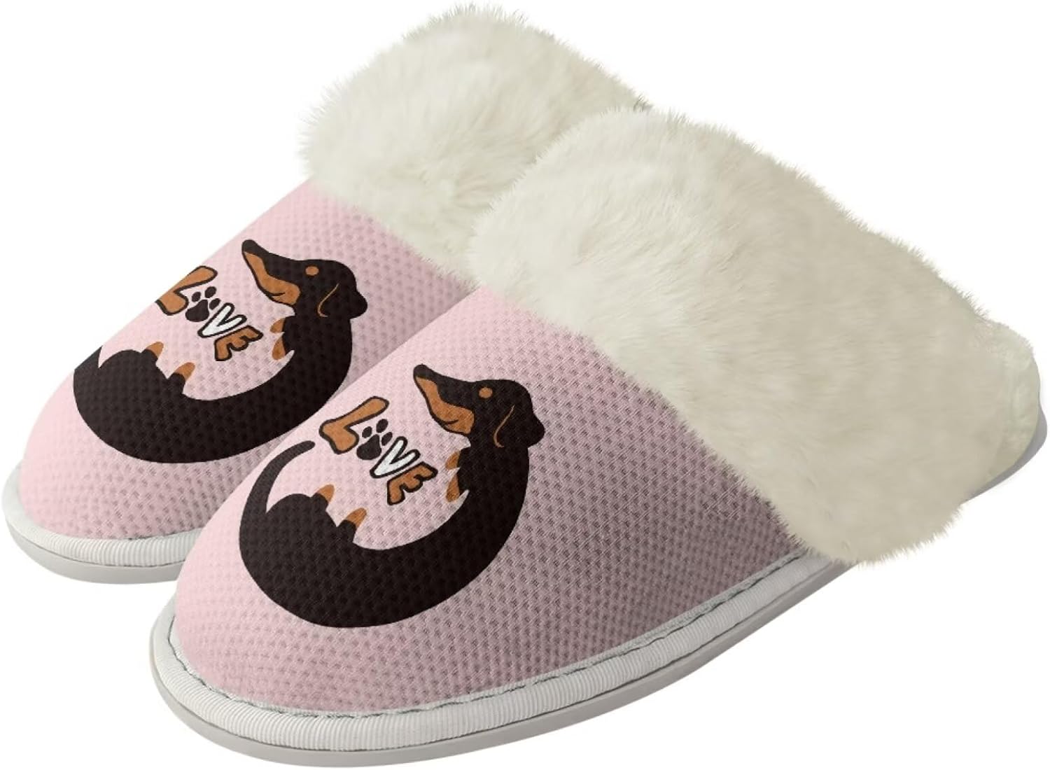 

Мягкие тапочки для женщин и мужчин, плюшевые теплые тапочки, уютные домашние тапочки для спальни с пушистым воротником Jiquruby, Cartoon Dog