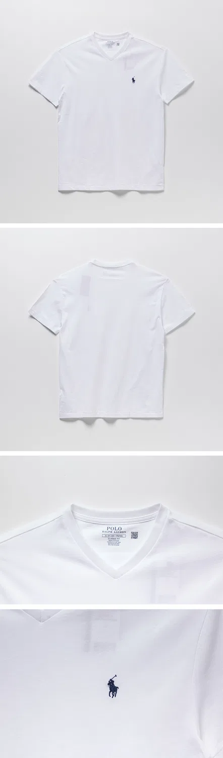 Мужская белая футболка с V-образным вырезом от Polo Ralph Lauren — фото 3