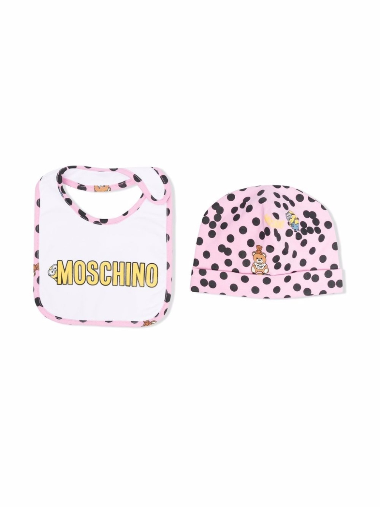 

Moschino Kids комплект из шапки и нагрудника с принтом Teddy Bear, розовый