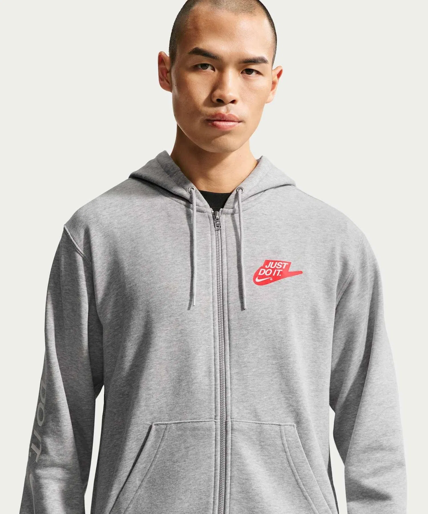 Мужская толстовка Nike Sportswear Club на молнии из французского махрового трикотажа IF0726-063, темно-серый меланж