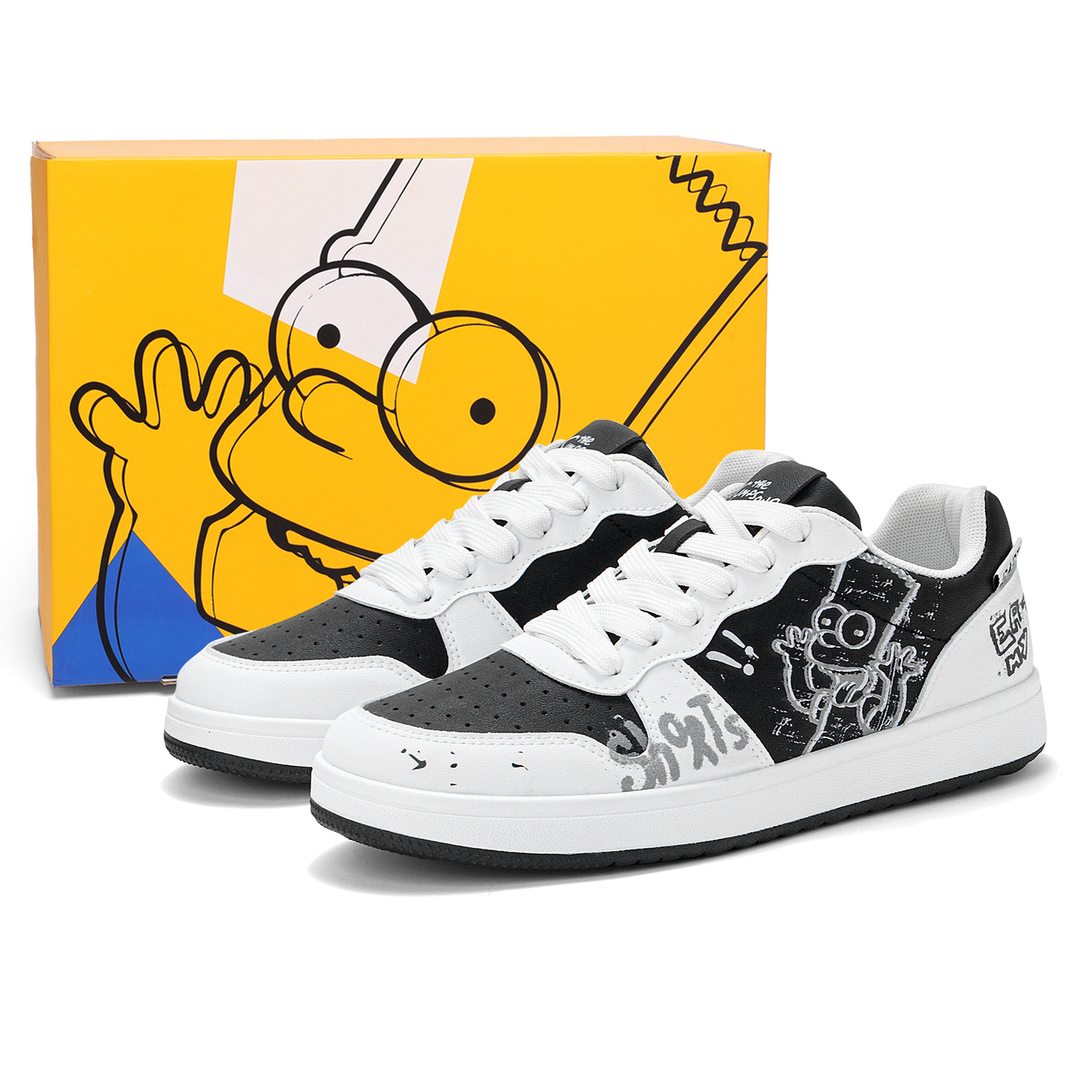 

The Simpsons Низкие скейтерские кроссовки унисекс черно-белые, цвет Black & White