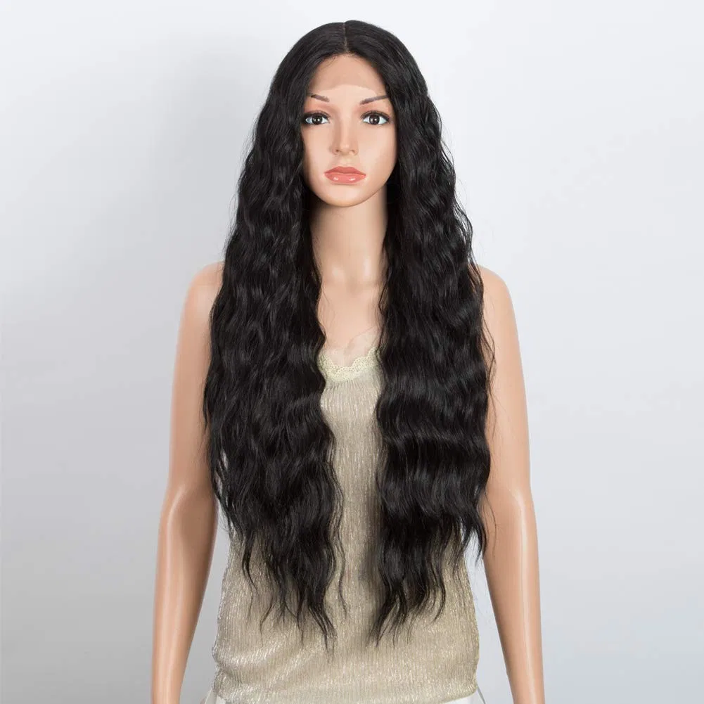 Длинный парик Water Wave с кружевной фронтальной частью, 76 см Début, Black