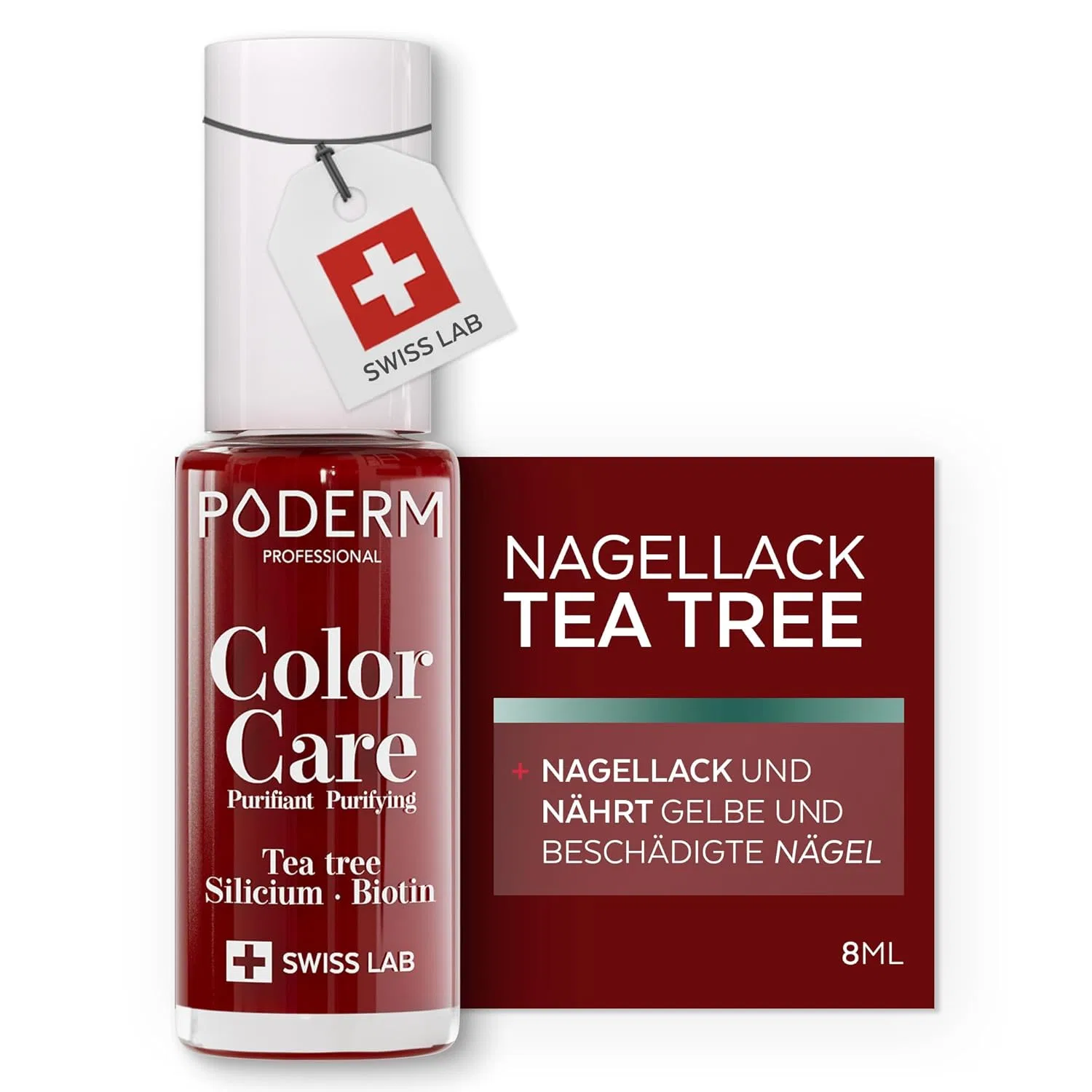 Лак для ногтей с чайным деревом PODERM Color Care Allura Red Poderm, Allura Red
