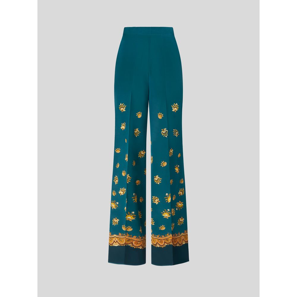 

БРЮКИ ПАЛАЦЦО С ПЕЙСЛИ ИЗ КРЕПДЕ ШИНА ETRO, зеленый