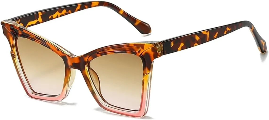 

Солнцезащитные очки для мужчин и женщин - защита UV400 - градиентные линзы "кошачий глаз" для занятий спортом на открытом воздухе и вождения DSVIGF, Leopard Pink