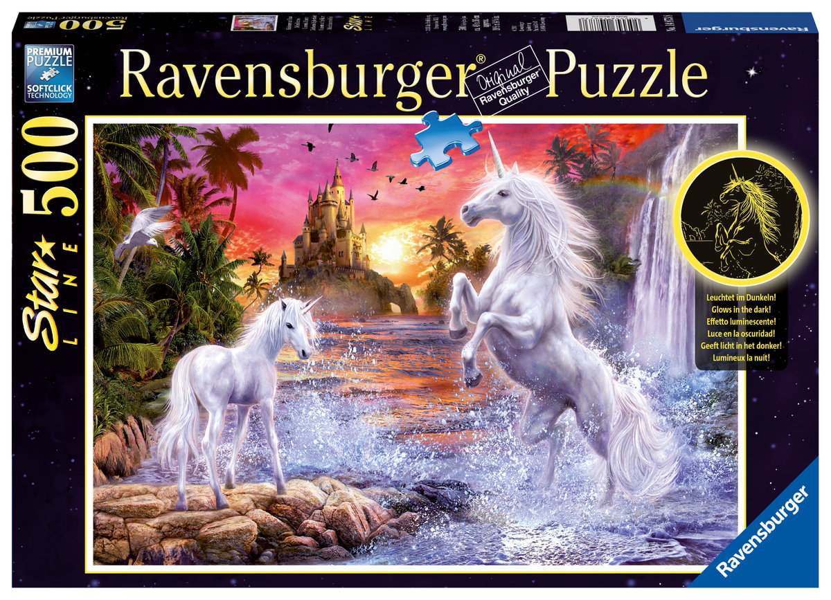 

Ravensburger, пазл, Светится в темноте, Единороги на реке, 500 шт.