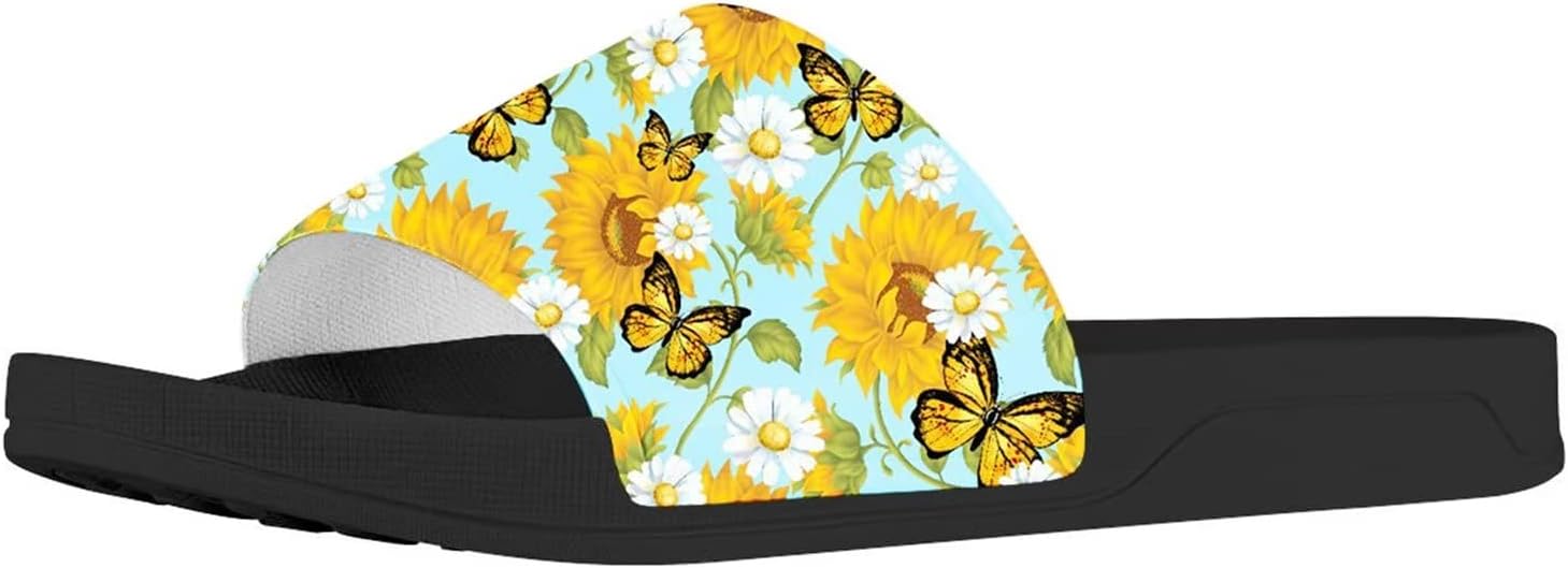 

Мужские и женские слайд-сандалии Forchrinse с ярким тай-дай рисунком бабочки, легкие тапочки с открытым носком для комфорта, для дома и улицы, Sunflower Butterfly Daisy