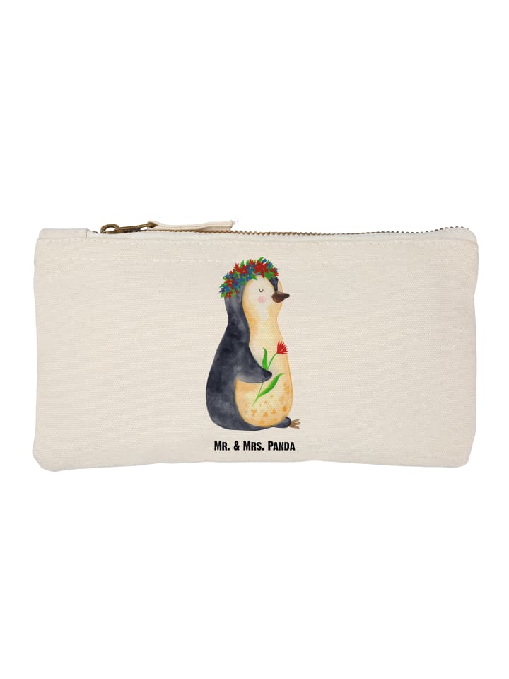 

Mr. & Mrs. Panda Пенал с изображением пингвина и цветка, без надписи, белый