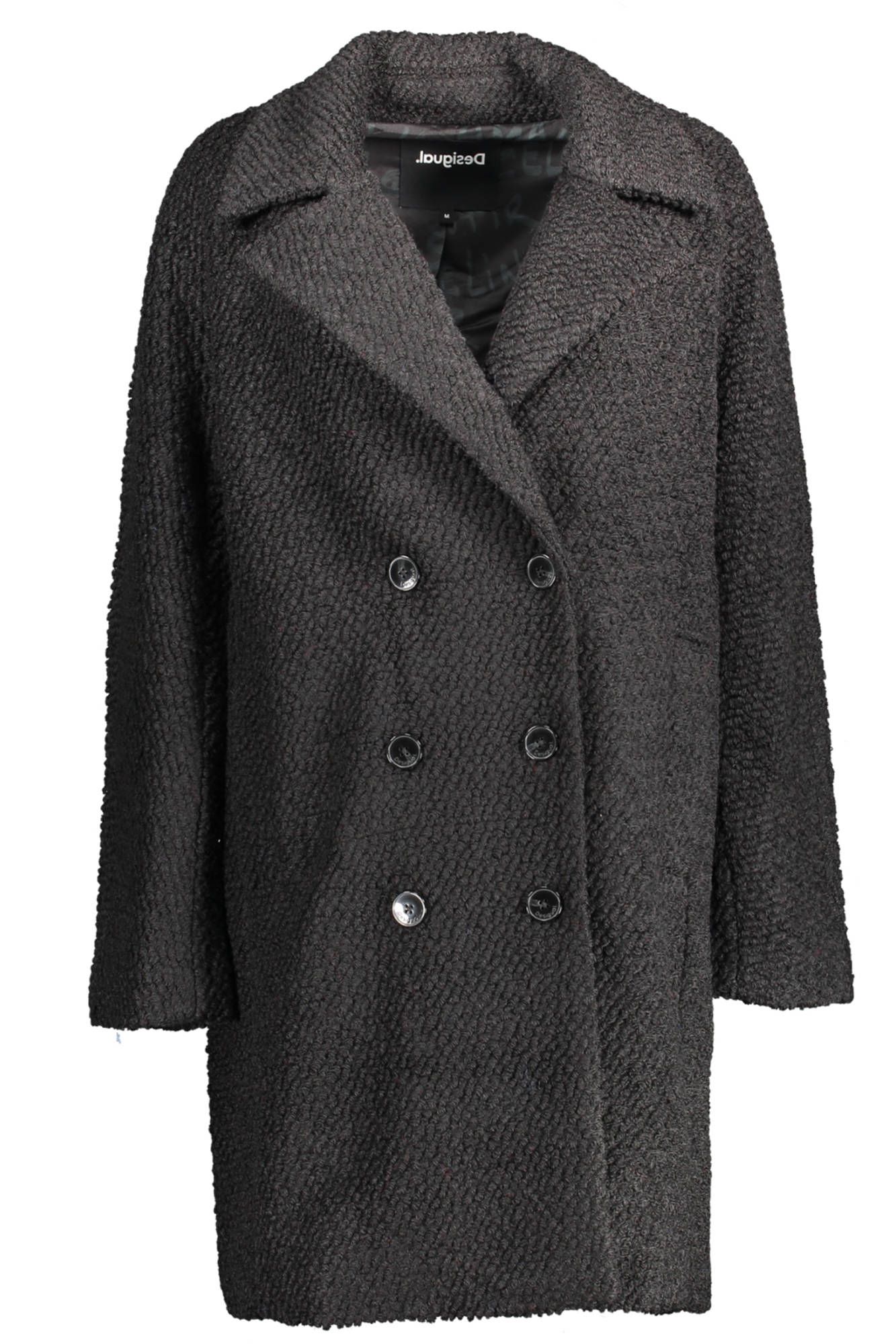 

Черное шерстяное женское пальто Desigual