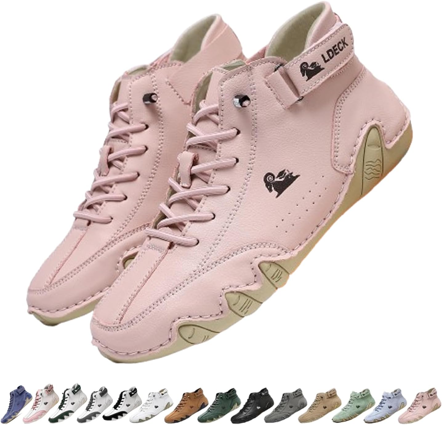 

Мужские и женские ортопедические ботинки Чакка ручной работы из кожи, водонепроницаемые легкие ботинки для вождения, удобные для прогулок и нескользящие для походов Generic, розовый