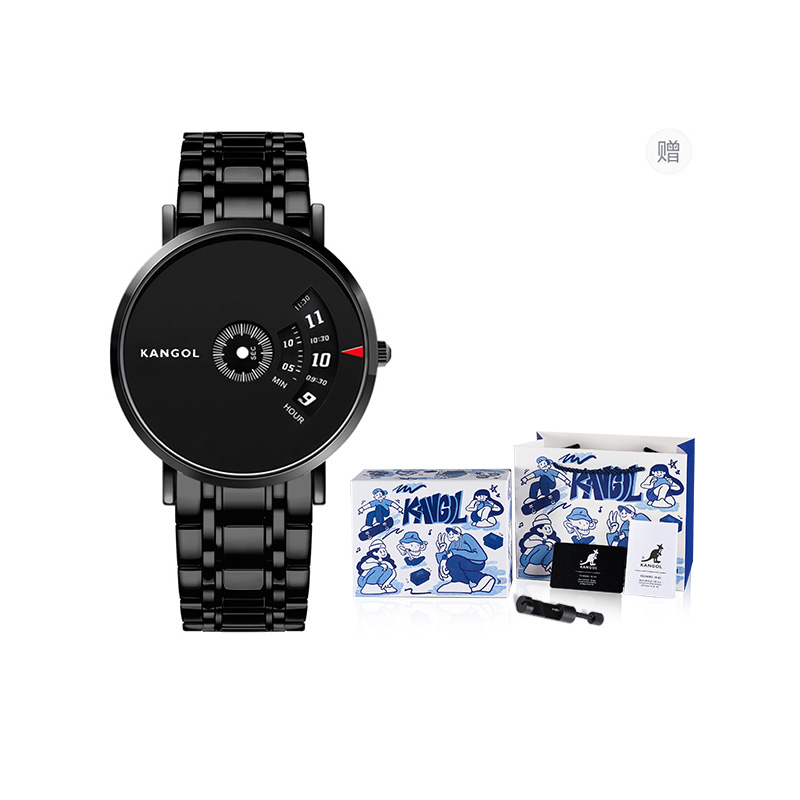 

KANGOL Часы Quartz Movement Metal Strap Watch Unisex Black Dial
