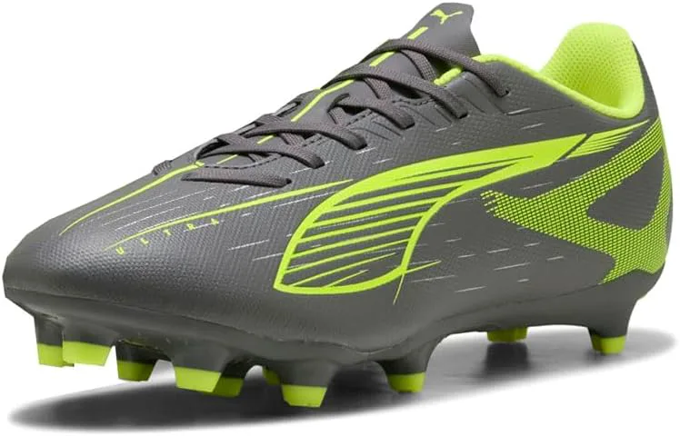 Футбольные бутсы Puma Mens Ultra Play Firm для игры на твердом искусственном газоне, серебристый/желтый — фото 2