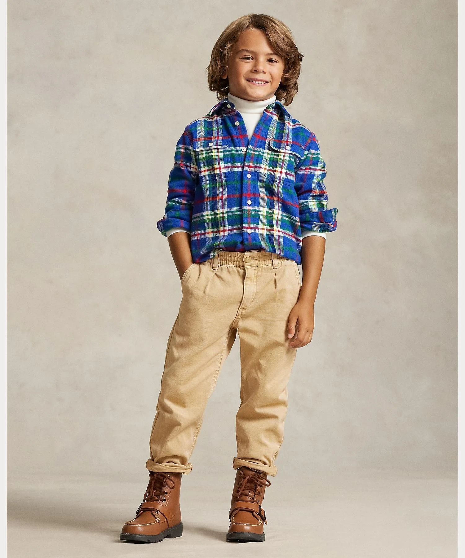 (Для мальчиков 2-7 лет) Укороченные брюки из хлопковой саржи Polo Ralph Lauren, 250 Brown