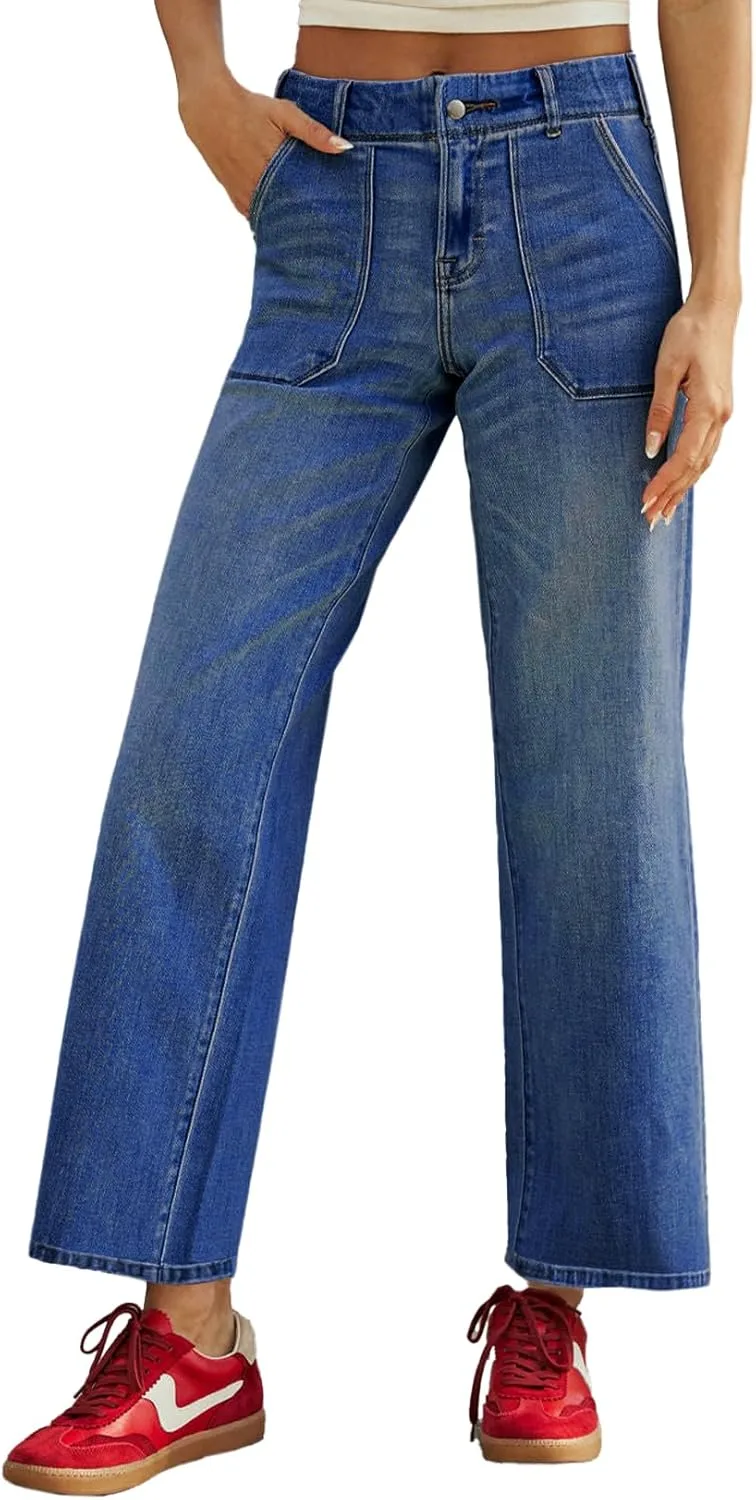 

Sidefeel женские джинсы 2025, высокие, широкие, прямые, эластичные