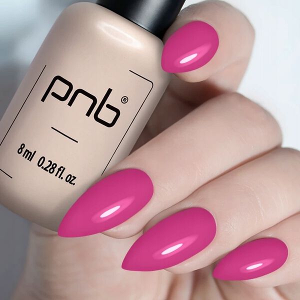 Гибридный лак для ногтей пурпурный Pleasure 378, 8 мл Pnb, цвет 378 magenta pleasure — фото 4