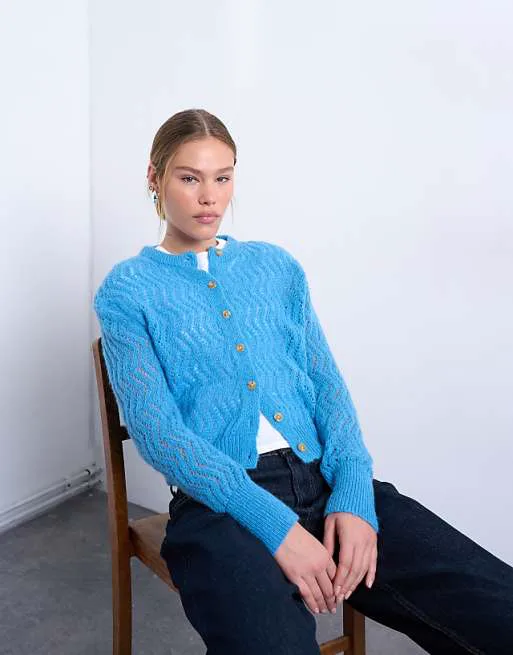 

Синий вязаный кардиган с пуантами Topshop