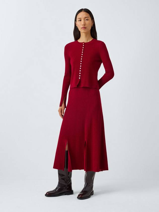 

Миди-юбка из мериносовой шерсти с резинкой и разрезом John Lewis x REJINA PYO, Berry