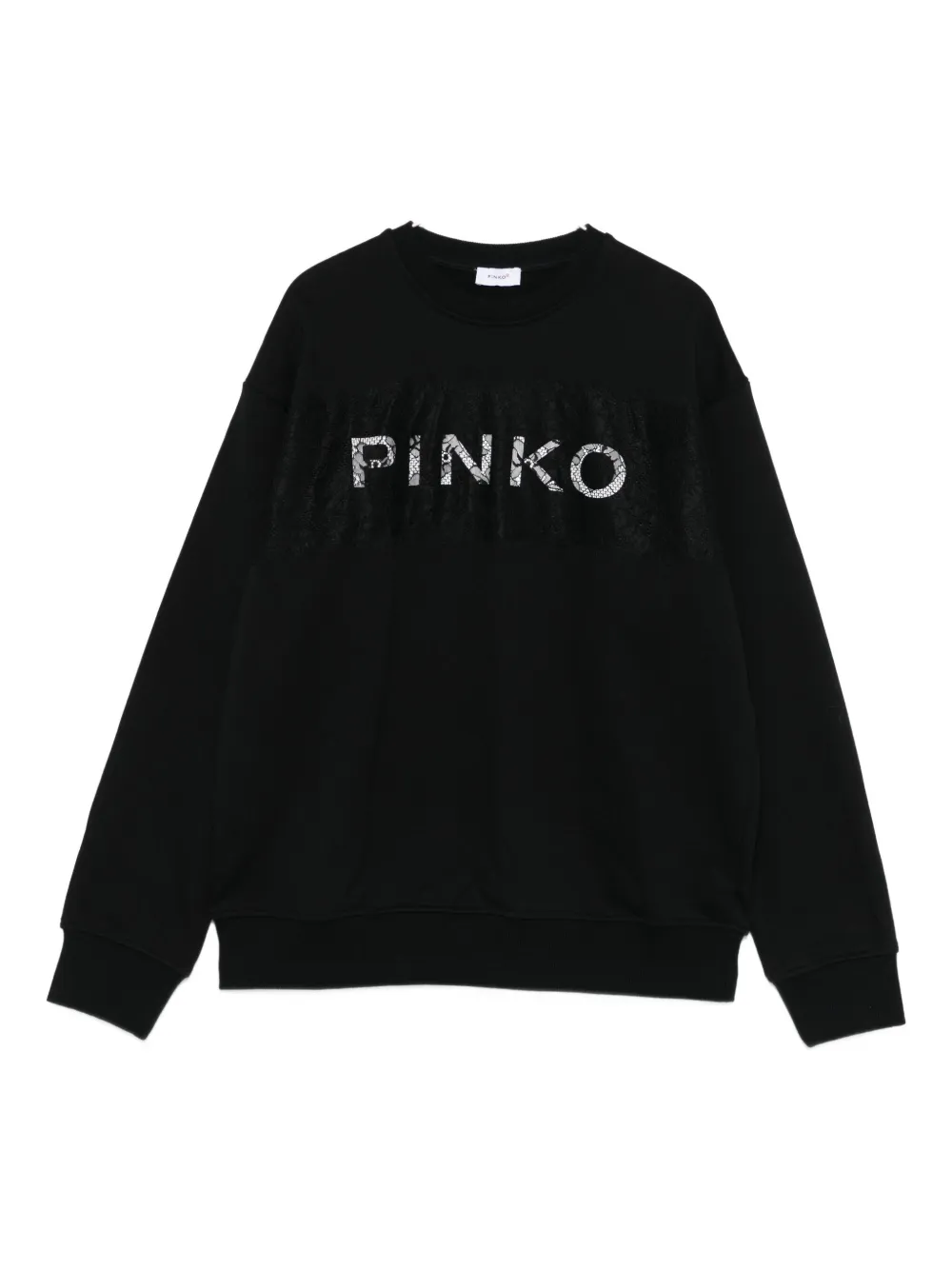 

Свитшот с кружевными вставками Pinko Kids, черный