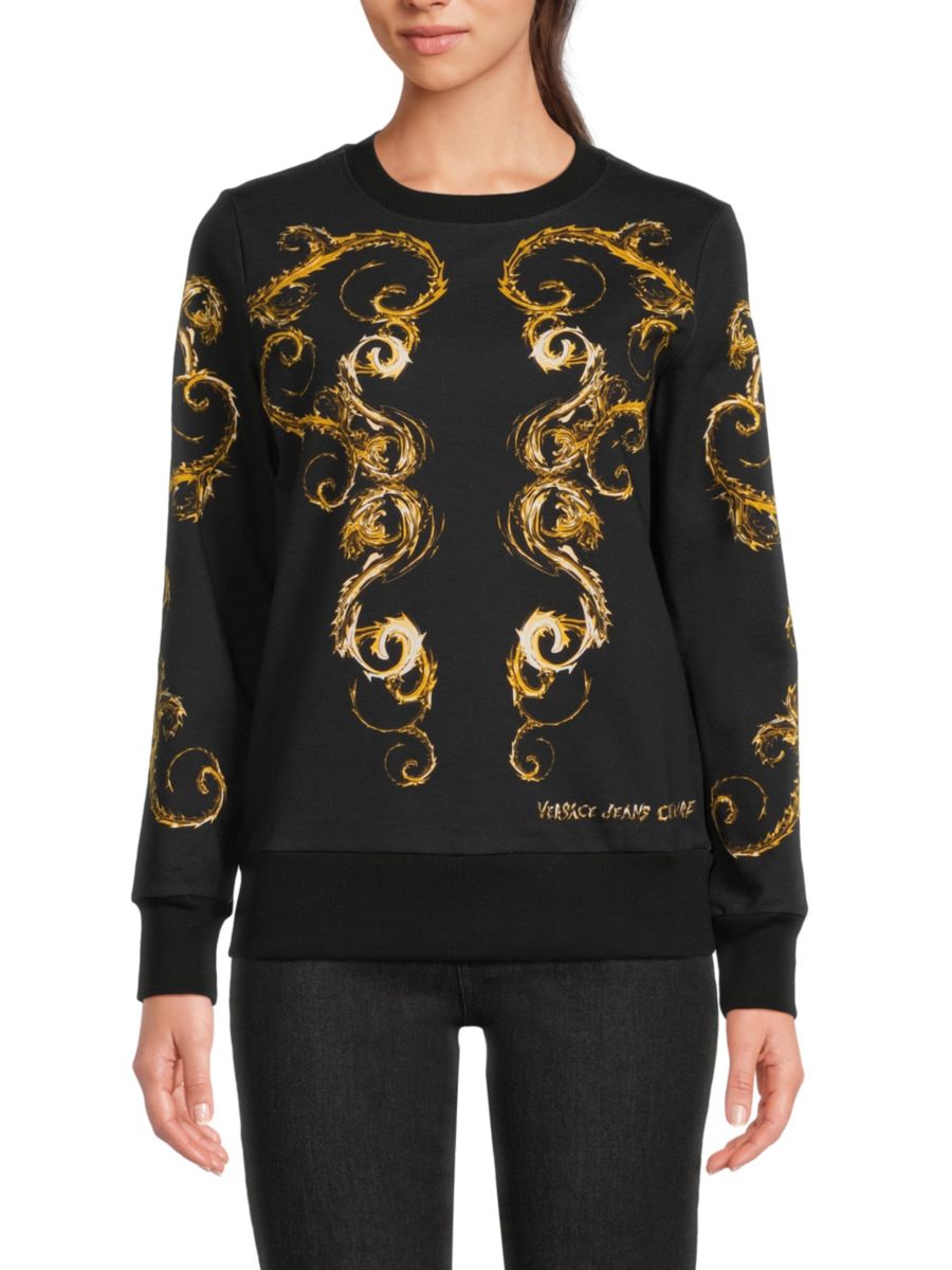 

Хлопковая толстовка с принтом в стиле барокко Versace Jeans Couture, цвет Black Gold