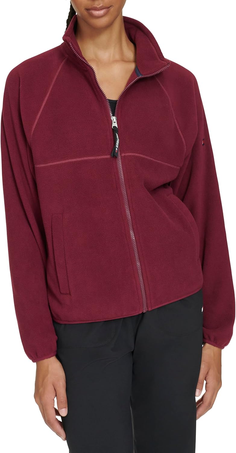 Женская флисовая куртка Tommy Hilfiger с воротником-стойкой и застежкой-молнией, Beet Red — фото 2