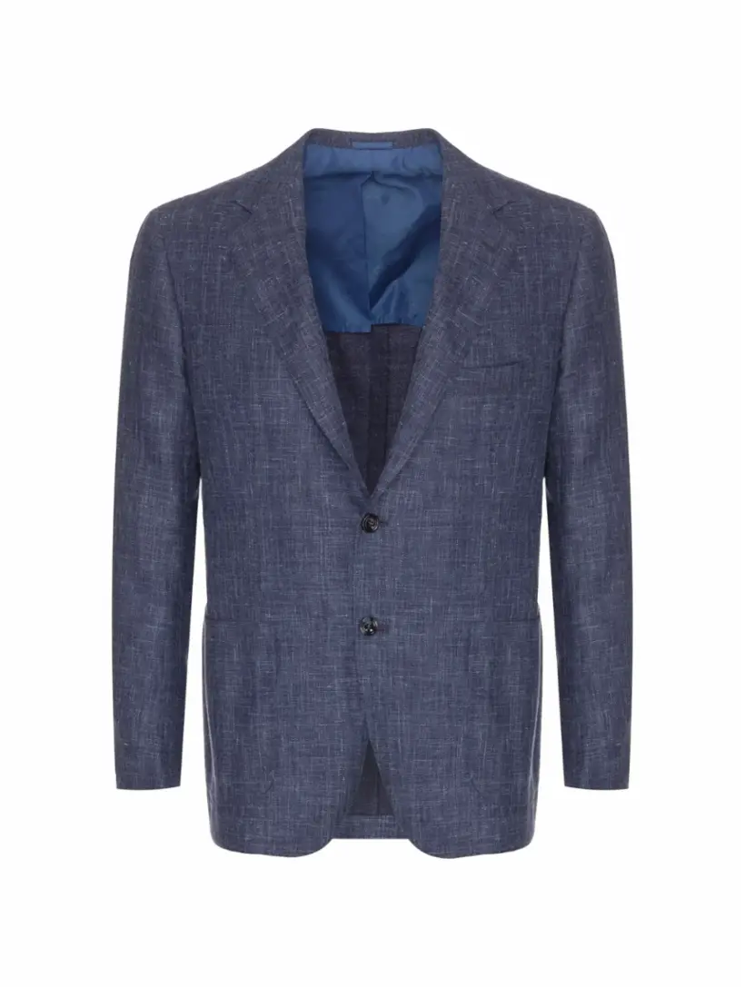 

Однобортный шерстяной пиджак Kiton, тёмно-синий