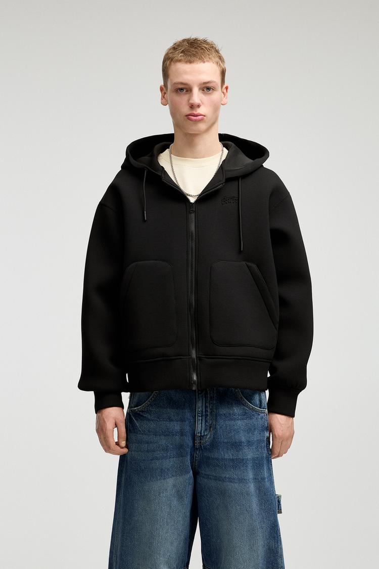 

Куртка с эффектом неопрена Pull And Bear, черный