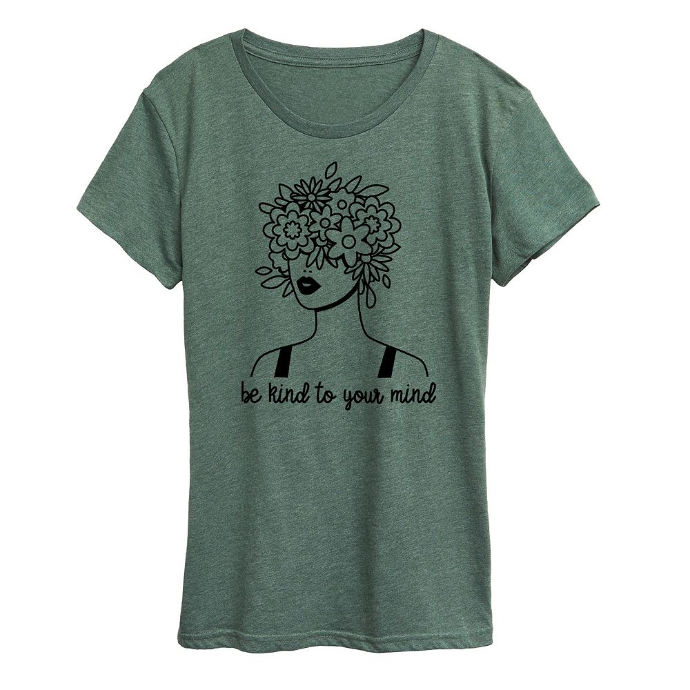 

Женская футболка с рисунком Be Kind To Your Mind Licensed Character, цвет Heather Green