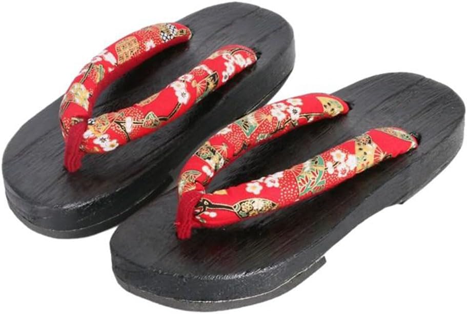 

Мужские и женские шлепанцы, японские традиционные сабо гета, сандалии с круглым носком, деревянная обувь, противоскользящие цветочные шлепанцы, деревянные шлепанцы (Размер: EU 40, Цвет: ЧерныйB) Yczhd