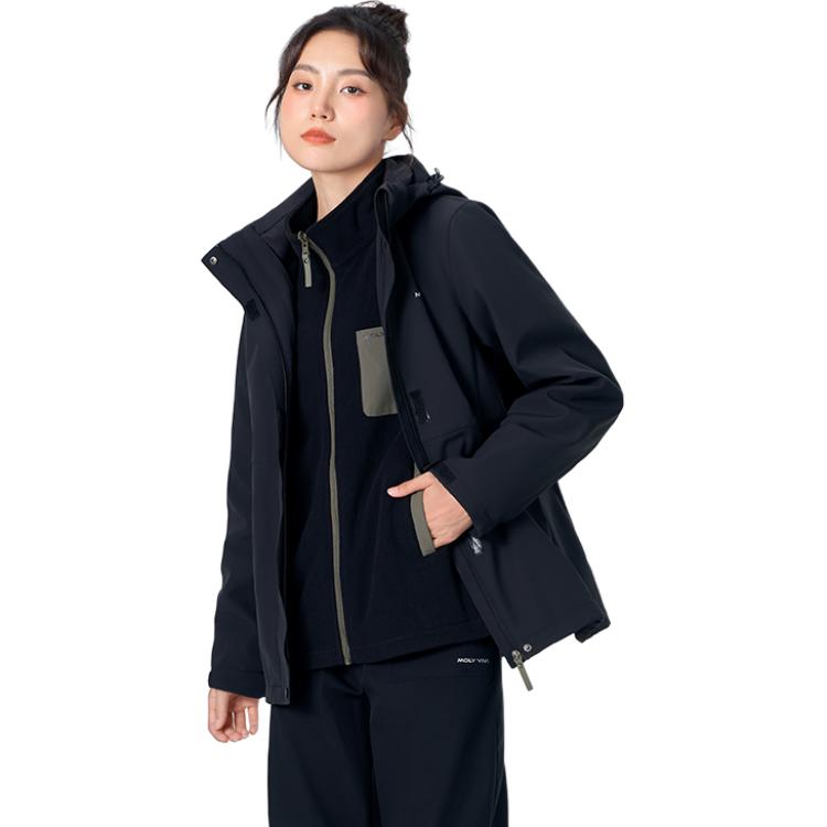 

MOLY VIVI Мужская и женская куртка софтшелл, Classic Black (Hybrid Style)