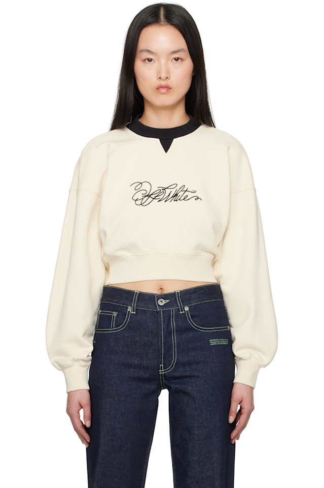 

Скриптовый укороченный свитшот Off-White, белый