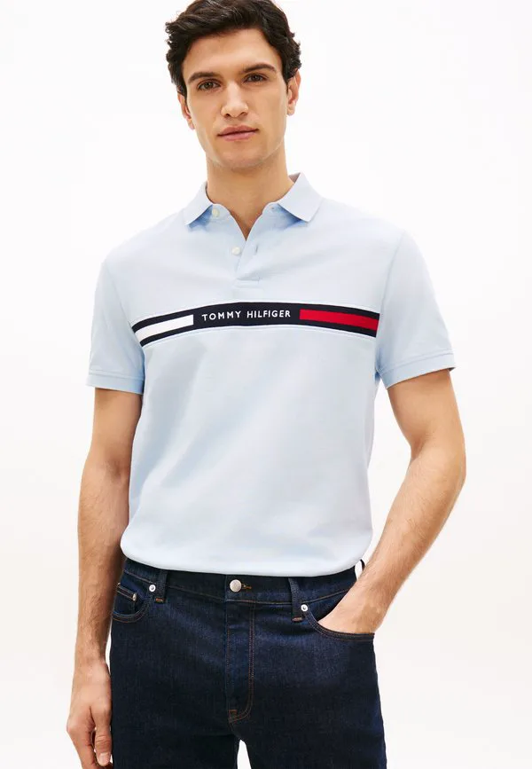 Рубашка-Поло стандартного кроя с логотипом и вставкой из пике. Tommy Hilfiger, Breezy Blue