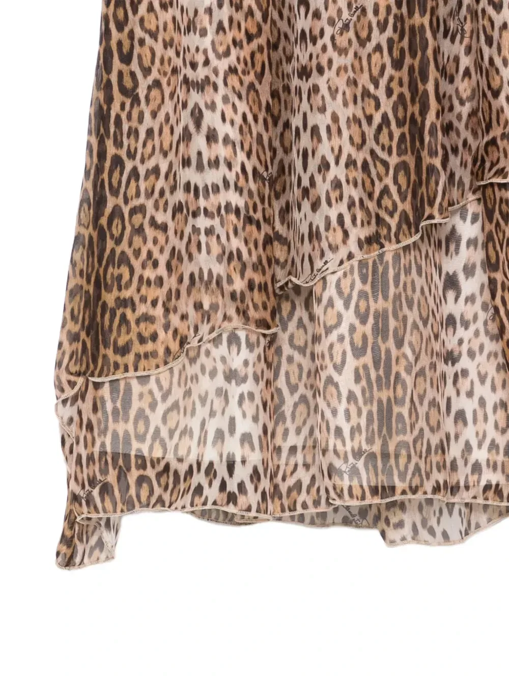 Платье с оборками и леопардовым принтом Roberto Cavalli Junior, бежевый — фото 3