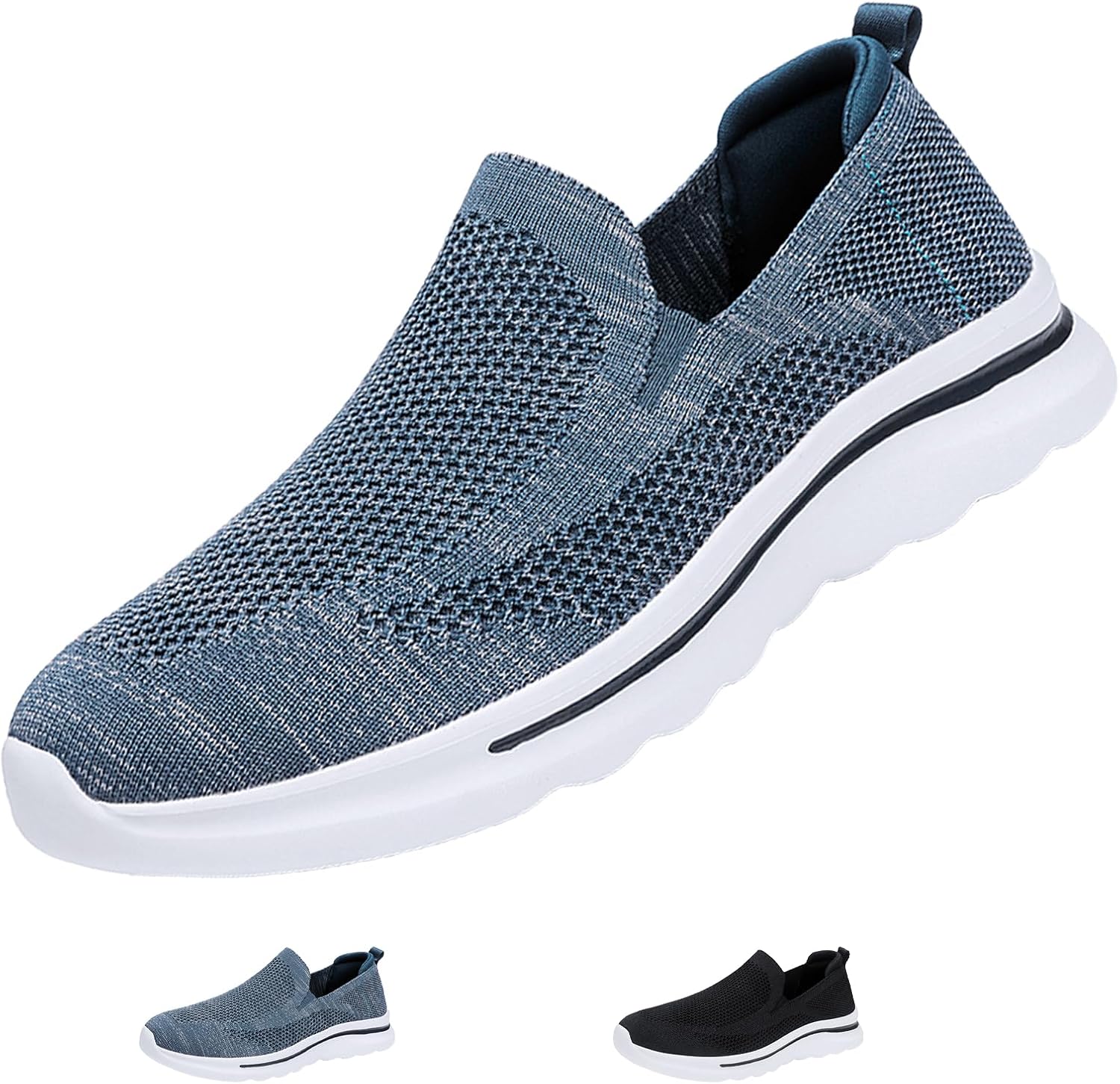 

Мужские кроссовки с сеткой на шнуровке, повседневные, удобные, дышащие, с мягкой подошвой, противоскользящие для бега и ходьбы Amazideal, синий