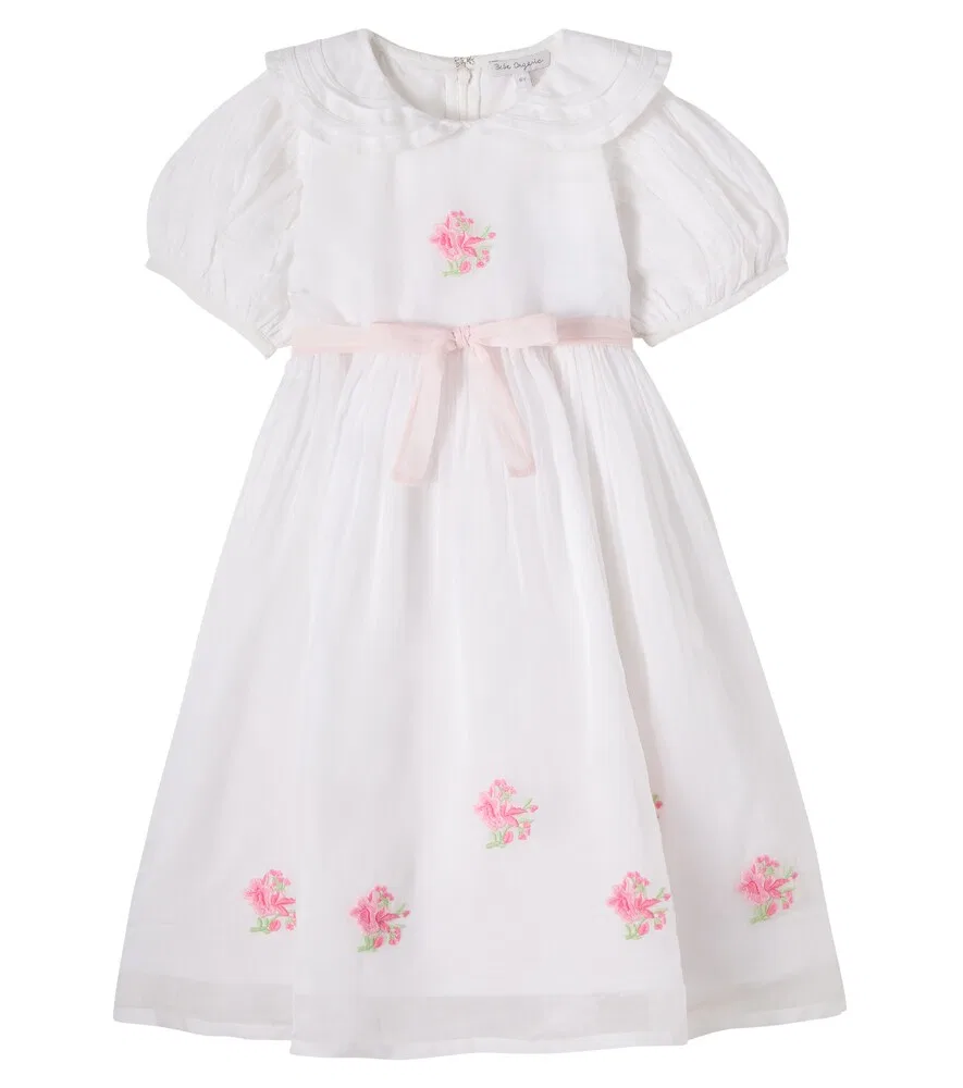 Платье с вышивкой в виде роз Bebe Organic, белый