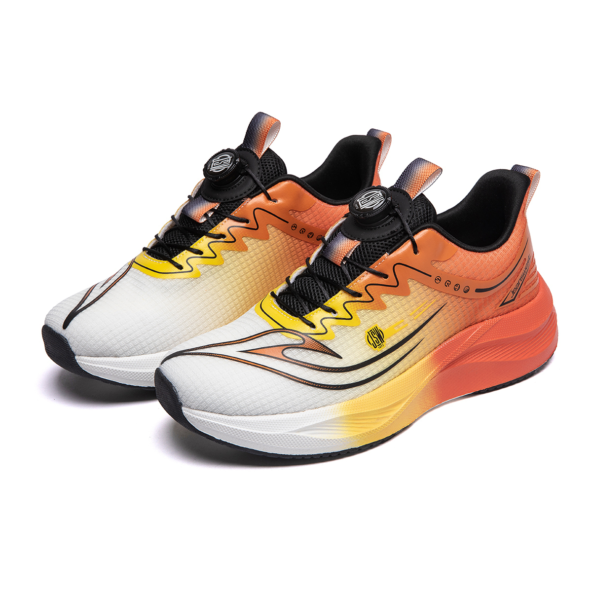 

JEANSWEST Амортизирующие нескользящие дышащие кроссовки унисекс низкие белые оранжевые желтые, цвет White Orange Yellow